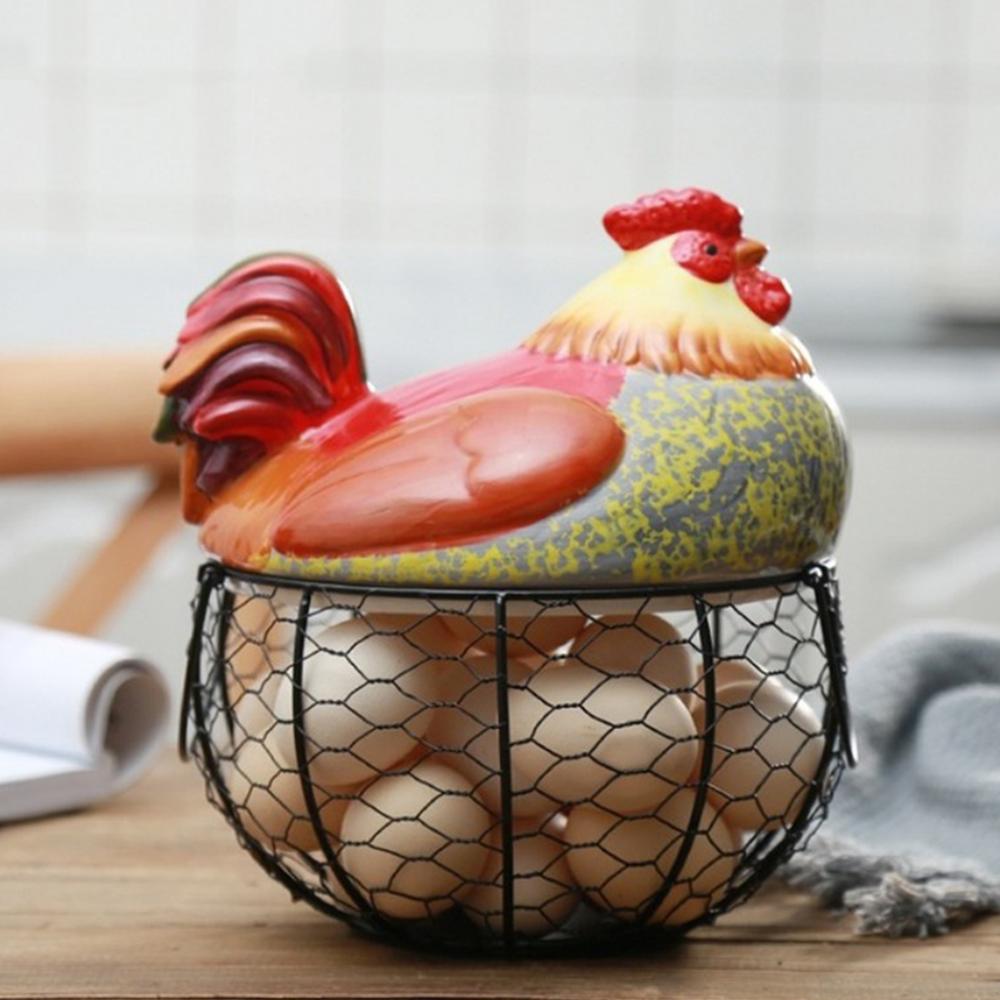 Egg Stand Ceramic Chicken Silk Egg Basket Fruit Basket Collection Ceramic Chicken Sprout Decoration Kitchen Storage: B
