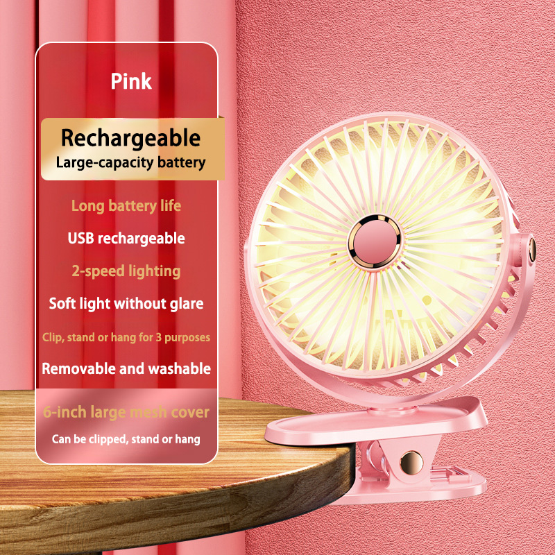 Xiaomi-ventilador con Clip de 8000mAh, circulador de aire portátil de escritorio recargable silencioso de 5 velocidades, ventilador inalámbrico con luz LED para acampar y hogar: Verde