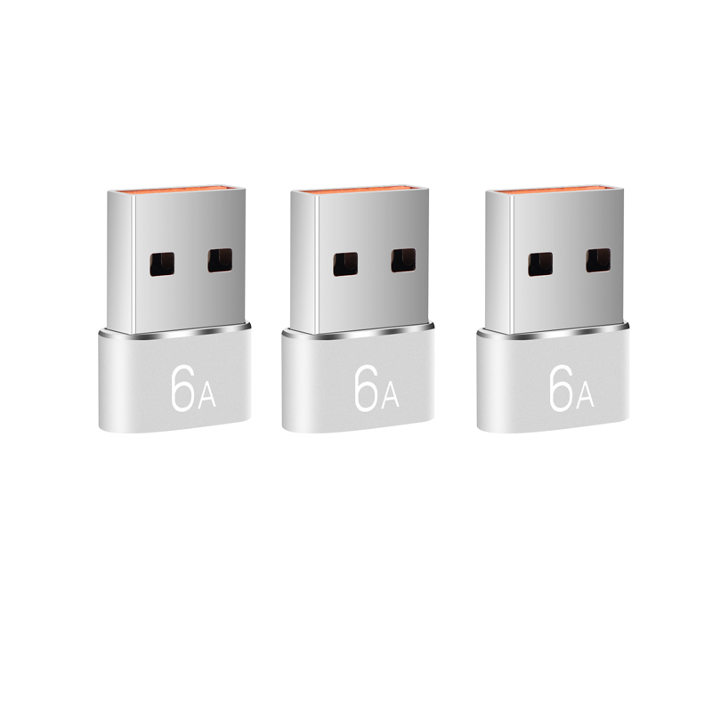 6-1szt. 6A Typ C żeński na USB A męski Adapter OTG Konwerter USB-C do Macbooka Xiaomi Samsung Oneplus Adapter złącza kablowego: BŁĘKITNA