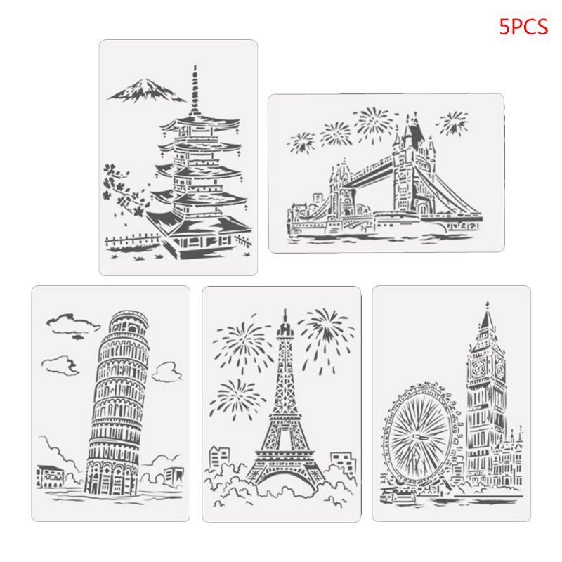 5 pièces/ensemble tour voilier dessin gabarit pochoir peinture gaufrage Scrapbooking