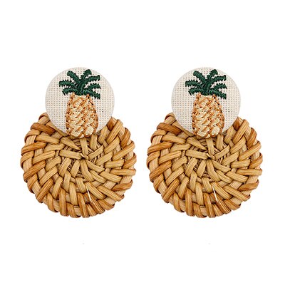 AENSOA Fashion Handmade rattanowe dzianiny spadek kolczyki unikalne 2021 lato wisiorek kolczyki geometryczne dla kobiet Party biżuteria prezent: 22