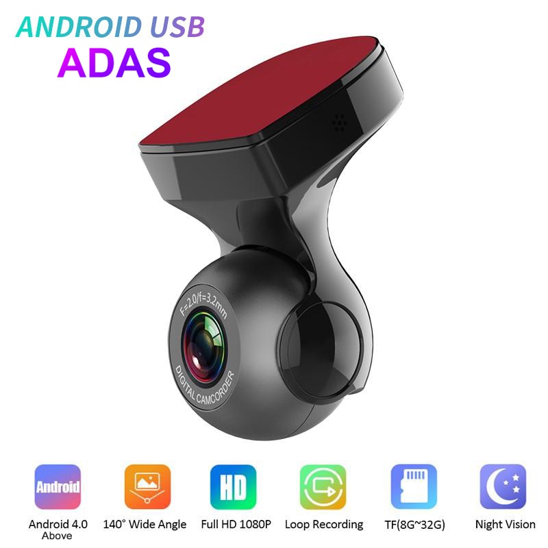 Oogbol Dash Cam Auto DVR Camera Met ADAS Functie 140 Graden HD 1080P Auto Dashcam USB Video Recorder voor Android Auto Radio