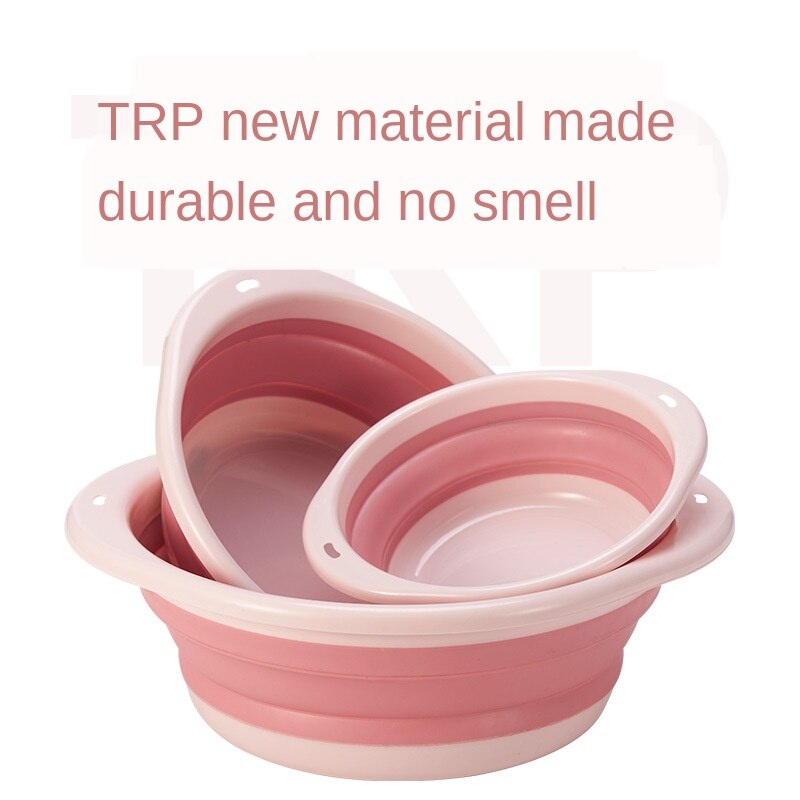 Folding Basin Outdoor Travel Portable Plastic Laundry to Wash the Dishes of Bathroom Kitchen Small Green Space Folding Bucket