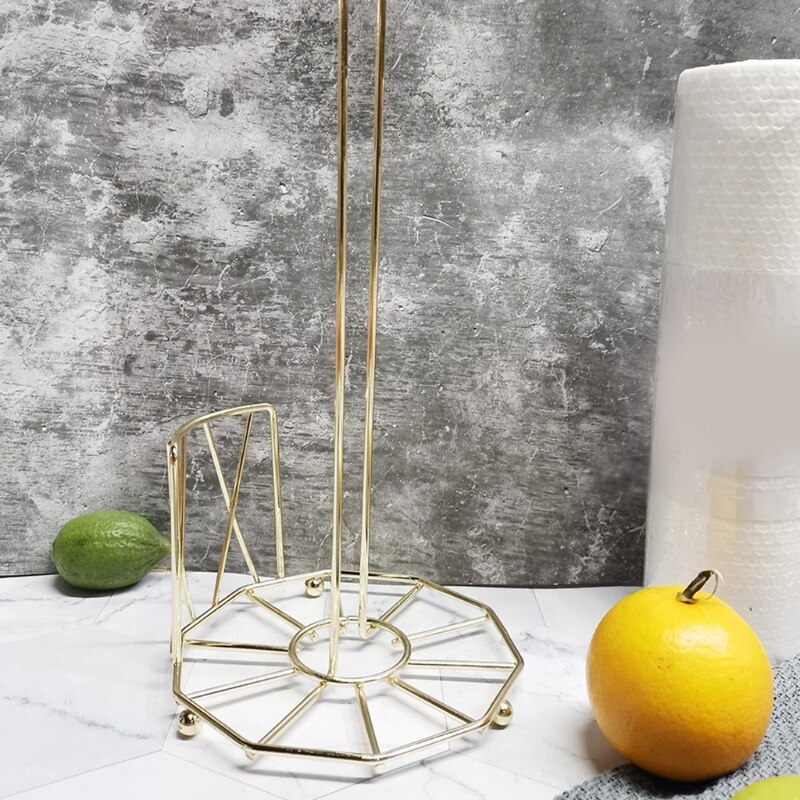 Toilet Tissue Stand Vertical Paper Towel Rack Movable Roll Paper Holder Plastic Wrap Holder for Kitchen Countertop