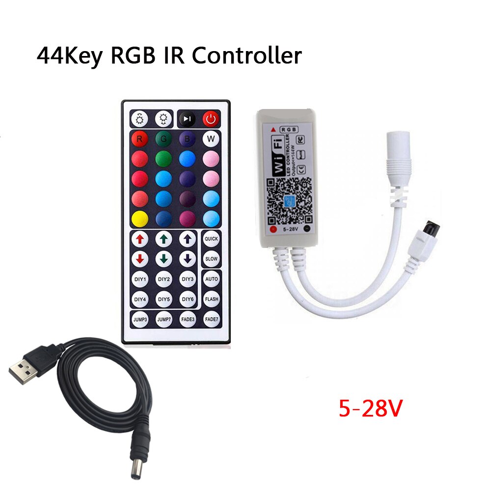 Magic home usb smart wifi led-controller rgbw rgb cct pixel strip alexa google home bluetooth muziek 5/12/24v dc naar usb-connector: 44 toetsen ir rgb wifi
