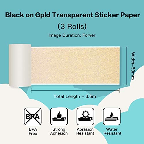 Phomemo Bunte Thermische Aufkleber Papier 50mm Für Phomemo M02/M02 Profi/M02S Mini Drucker Foto Selbst-klebstoff Papier Rolle: Gold Aufkleber