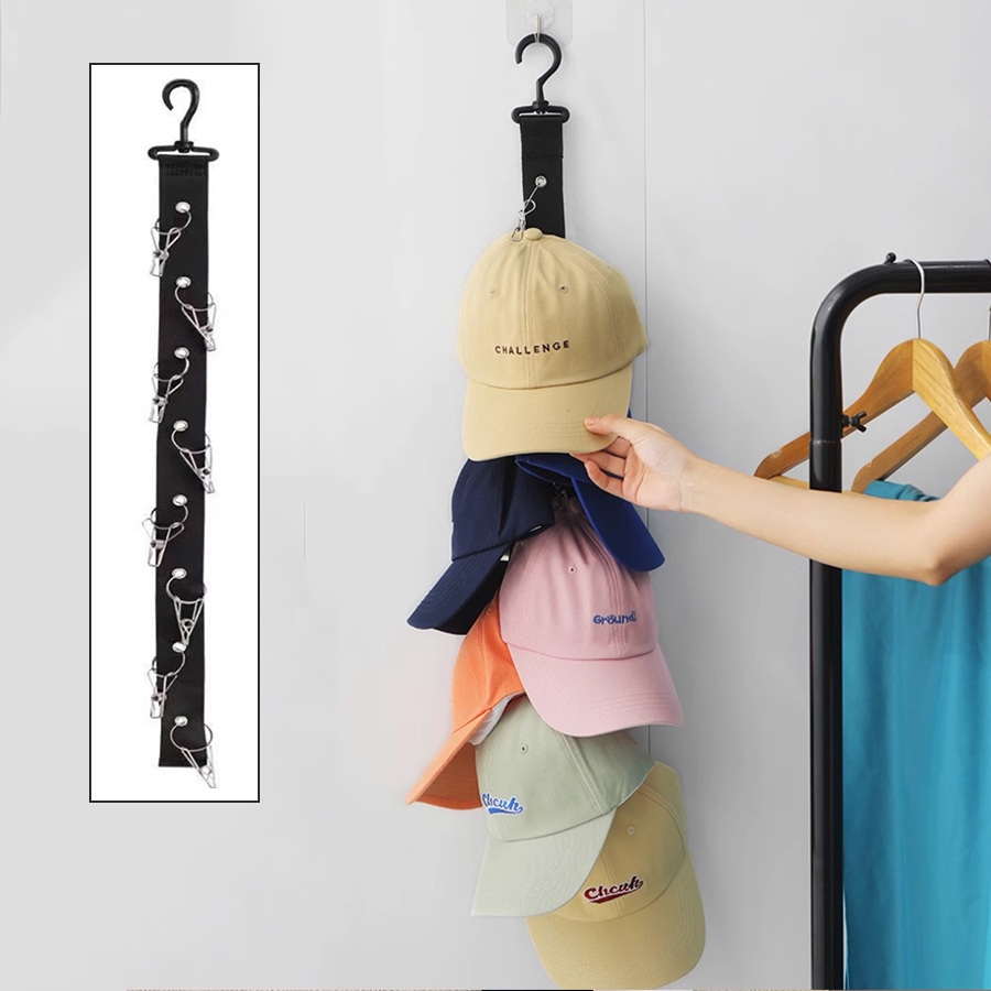 Hat Hooks Hanging with Hook with Metal Clips Hat Collections Caps Rack Hat Golf Caps Baseball Caps Home Organization Door Hooks