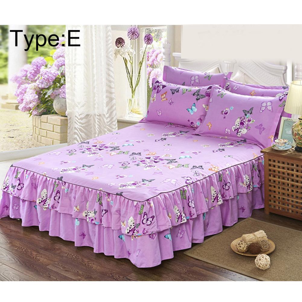 150x200cm Schuren Sprei Queen Bed Cover Verdikte Hoeslaken Enkel Dubbel Bed Stof Ruches: 1 bed skirt E