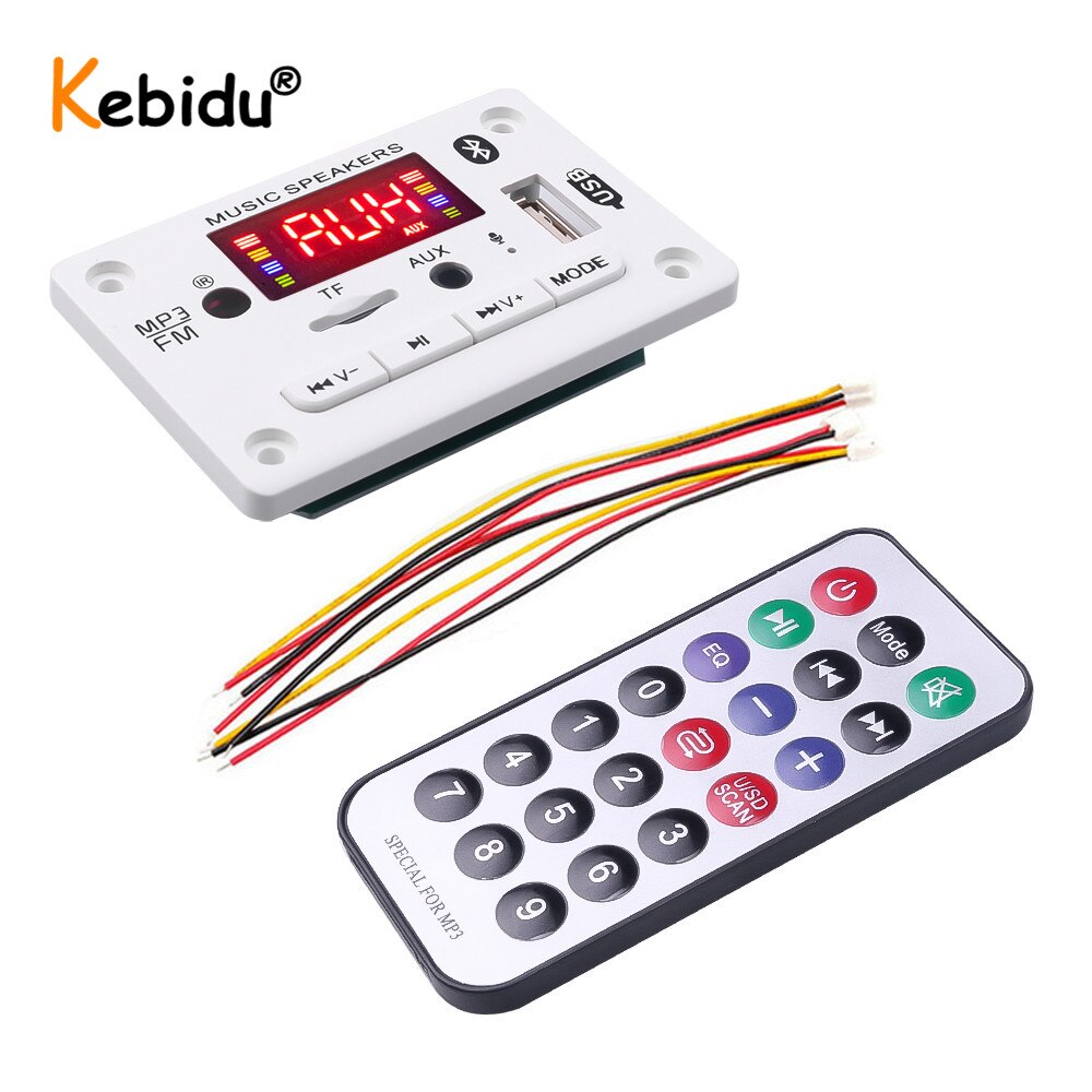 KebiduMEI Bluetooth Mp3 Module de carte de décodage V5.0 lecteur Mp3 haut-parleur sans fil Usb Tf fente pour carte/Usb/Fm/télécommande pour Kit de voiture