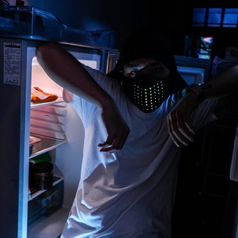 Christmas Voice Control Mask Dynamic Talking Faux Luminous Led Face Mask Breathable Rubber Elastic Tendon Ear Loop