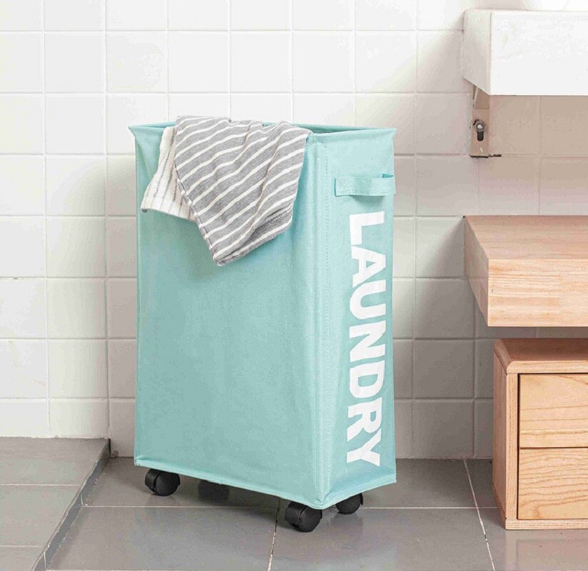 Foldable Dirty Laundry Basket with Caster Wheels Portable Clothes Storage Basket High Capacity Laundry Bags