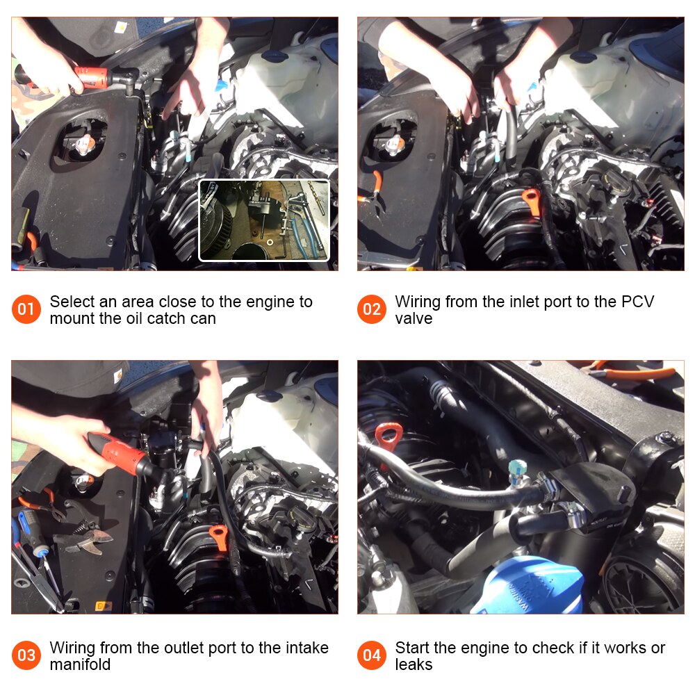 300ml Aluminum Oil Catch Can Kit Reservoir Fuel Tank Engine Polish Baffled Car Universal Oil Catch Can Kit With adapter Black