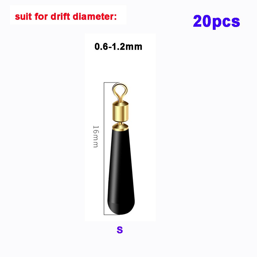 20 pcs Drift Fishing Floats Seat Copper Head Rubber Bobber For Led Fishing Float Rotation Buoy Seat: S