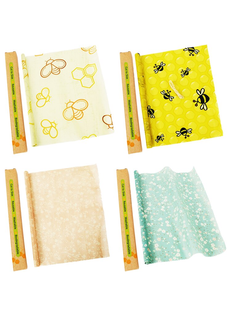 Réutilisable Wraps De Conservation Des Aliments Frais De Stockage Organique Cire D'abeille Tissu Wrap Film Alimentaire Modèle Fait Sur Commande