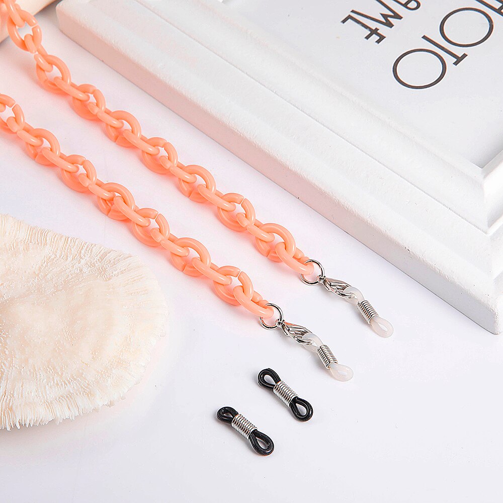 Skyrim 2022 Colorful Mask Chain Holder Hang on Neck Acrylic Glasses Chains Sunglasses Straps Eyewear Cord: pink1-silver