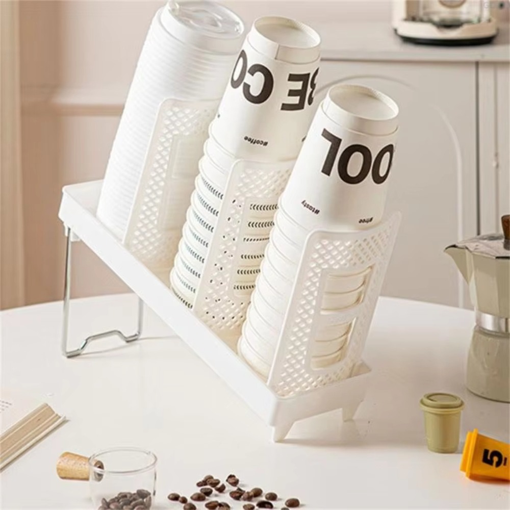 Thickening Cup Holder Bracket Foldable Coffee Shop Cup Rack Incline Ultra-large Capacity Foldable Cup Holder Coffee Shop: WHITE