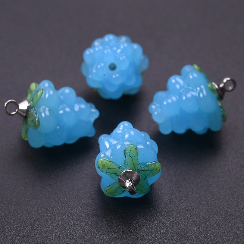 Fargerike 10 stk. glass jordbær persimmon druer perler spacer charms fruktperler øredobber tilbehør glass gjør-det-selv smykker armbånd: Gull