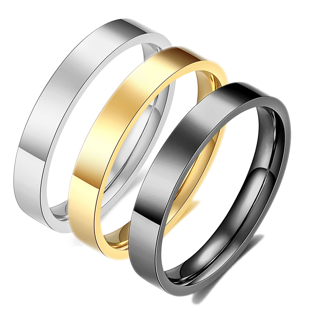 VQYSKO 3mm Gold Color Filled Rings for Women Girls Stacking Stackable Band Thumb Pointer Finger Plain Ring Comfort Fit: 5 / RED