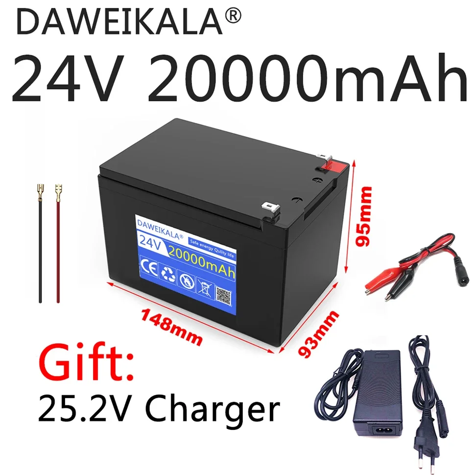 24V Batterie 20Ah 25,2 Lithium Batterie Pack wiederauf ladbare Batterie für Solarenergie Elektro fahrzeug Batterie 2. 7 v2a Ladegerät