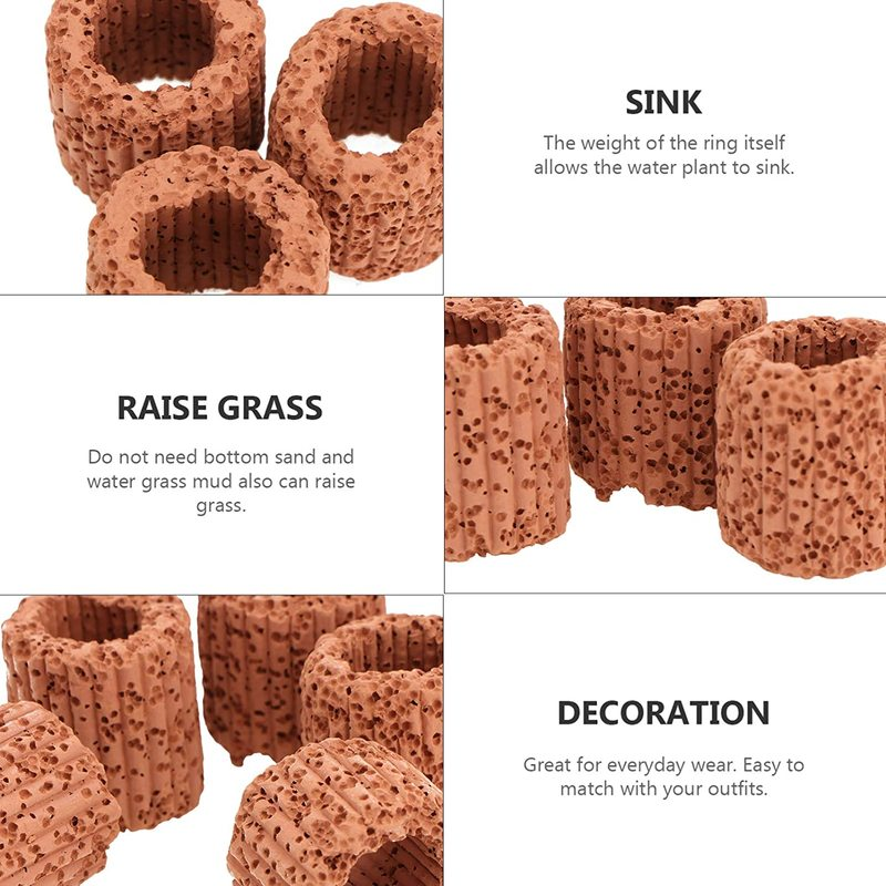 Anillo fijo para plantas acuáticas, Base de cerámica para acuario, paisaje, maceta, accesorios para peceras, 10/20 piezas