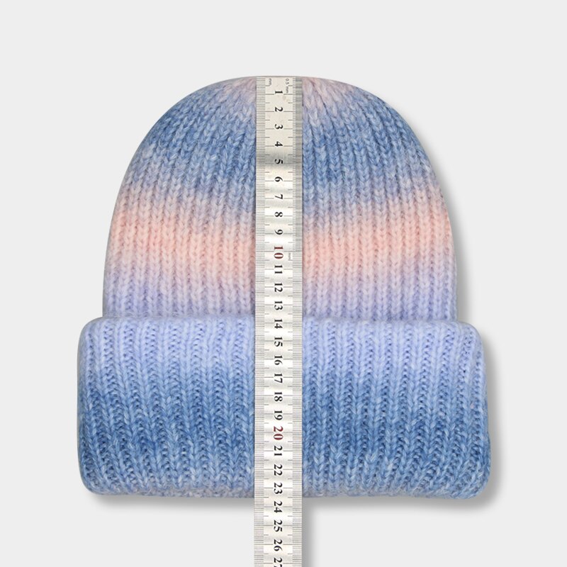 Beanie Hats for Women Winter Hat Tie Dye Gradient Color Keep Warm Outdoor Ladies Flexible Thick Winter Hat шапка мужская