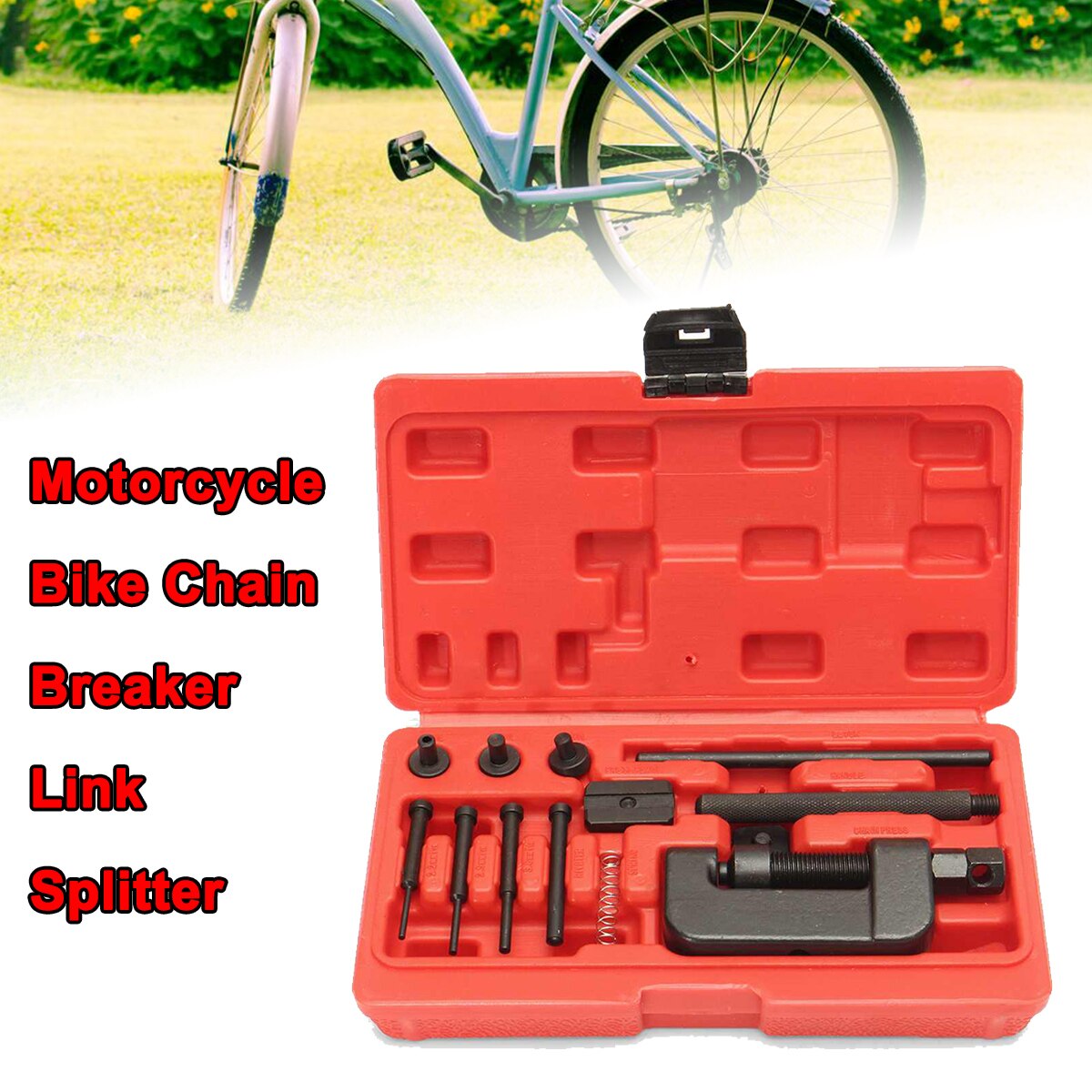 REMOVER CHAIN TOOLS CUTTER Motorcycle Bike Chain Breaker Link Splitter Riveter Riveting Repair Tool Set