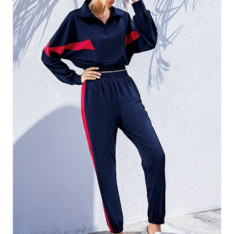Vrouwen 2 Delige Set Casual Sportswear 2 Delige Set Vrouwen Zweet Broek Sweatshirt Outfit: Blue / L
