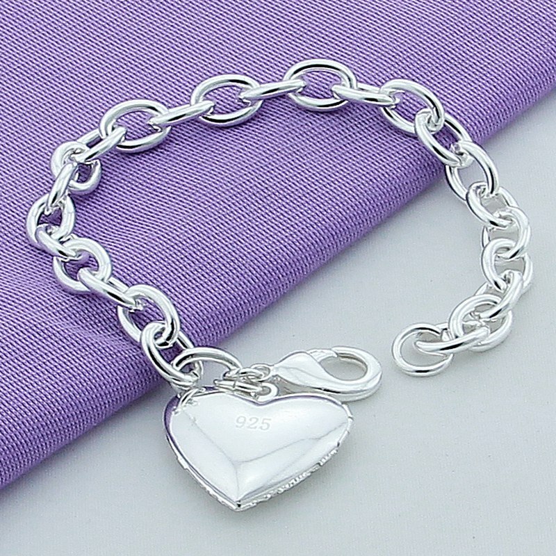 Pulsera con colgante de corazón Forever, de Plata de Ley 925, para amantes de la joyería,