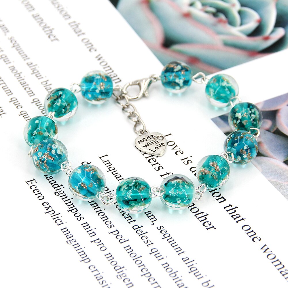 Vrouwen Armband, Blauw Lichtgevende Armband, Glow In The Dark, 8Mm Lichtgevende Glazen Bead Elastische Armband, Enkele Dame Zus Armband: Default Title