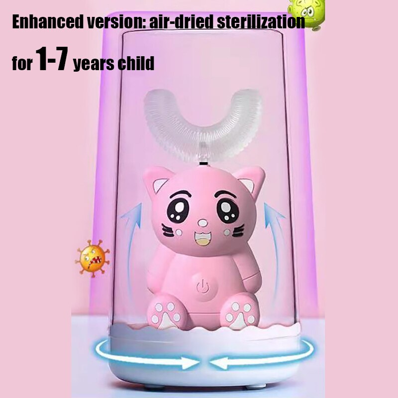 Smart U-Shaped Electric Toothbrush Kids Silicon Automatic Ultrasonic Teeth Tooth Brush Cartoon Pattern Children 360 Degrees Home: Uxingyashua-07