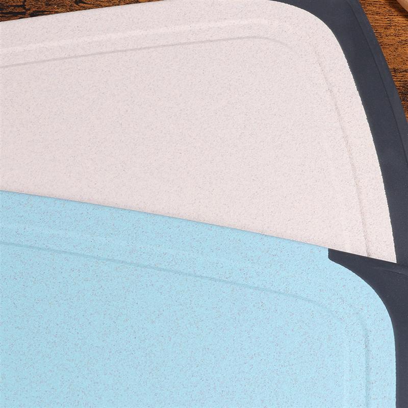 Lot de 2 planches à découper carrées en paille de blé, antibactériennes et anti-moisissure pour la cuisine (bleu + beige)