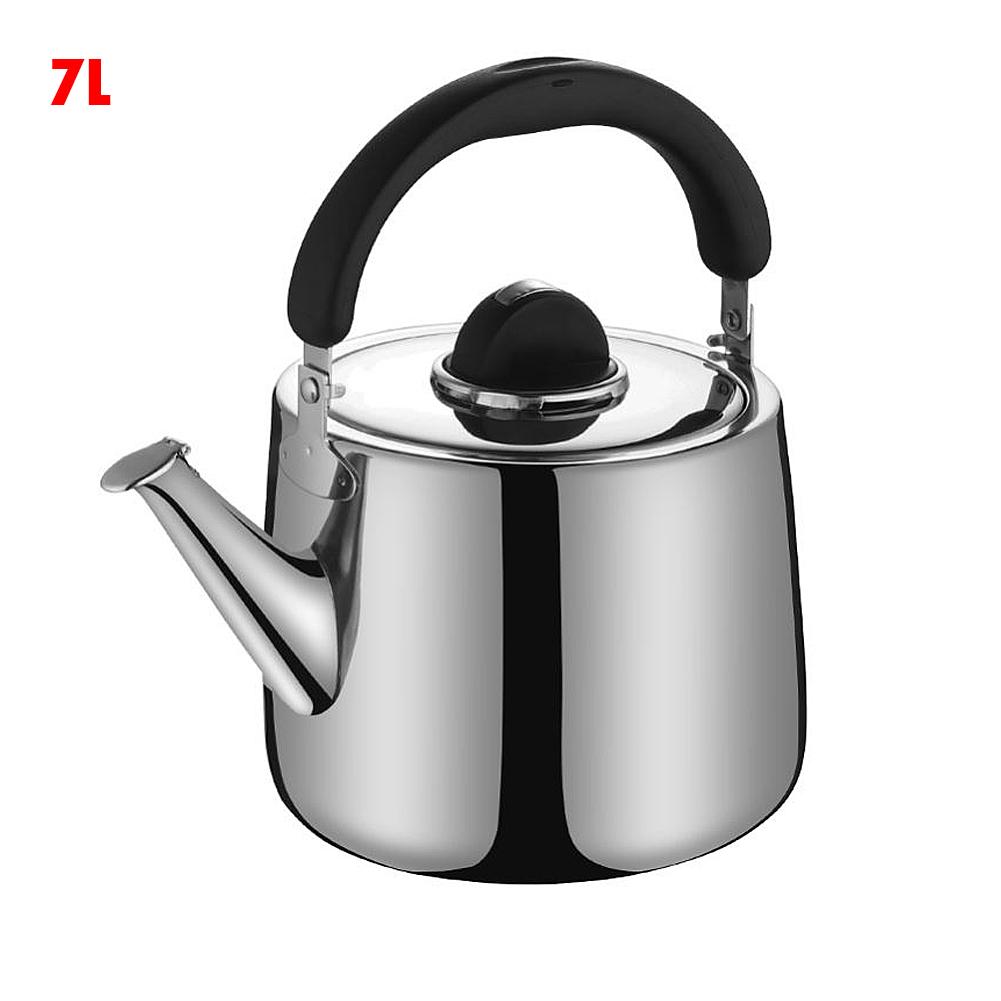 Stainless Steel Kettle Kettle Gas Cooker Teapot Automatic Sound Kettle Whistle Camping Tea Kettle Enamel Pot Induction Cooker: 7L