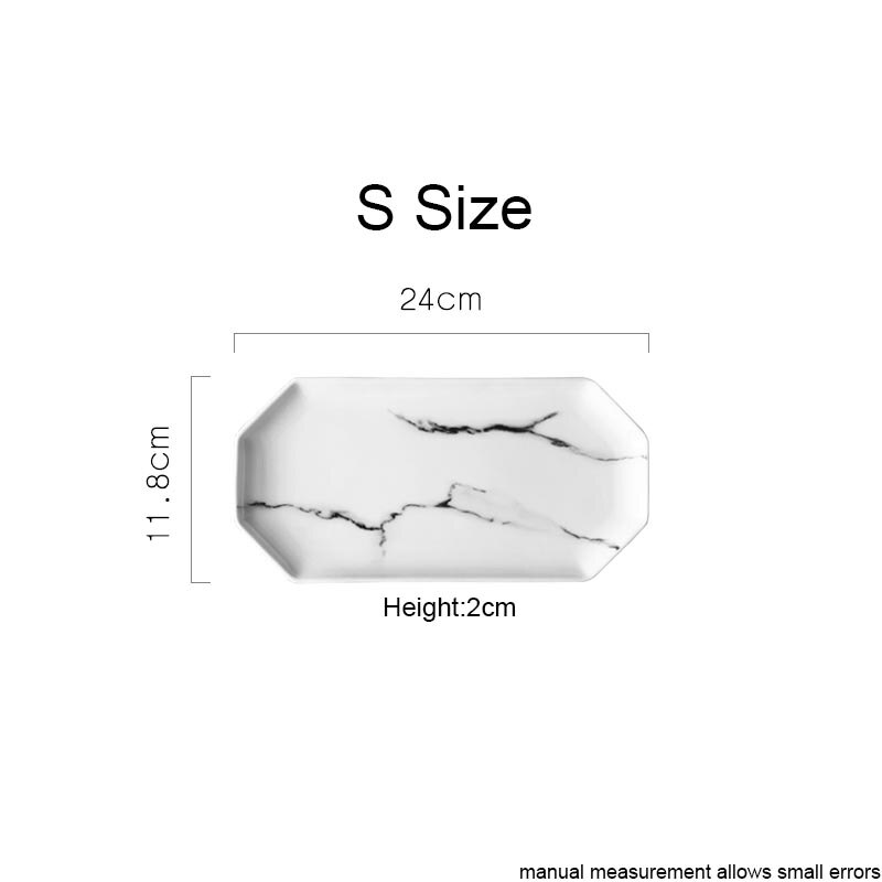 Nordic Marble Texture Dinner Plate Irregular Rectangle Dessert Plates Sushi Dishes Ceramic Tableware Bread Fruit Tray: S-Size