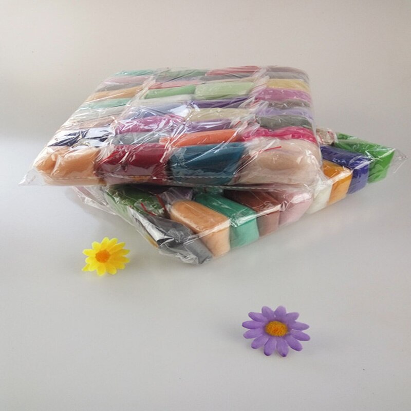 Needle Craft Wool Wool Fibre Roving DIY Craft Kit Homemade Handcraft DIY Needle Felting Starter Kits 36 54 Colors: 45 colors
