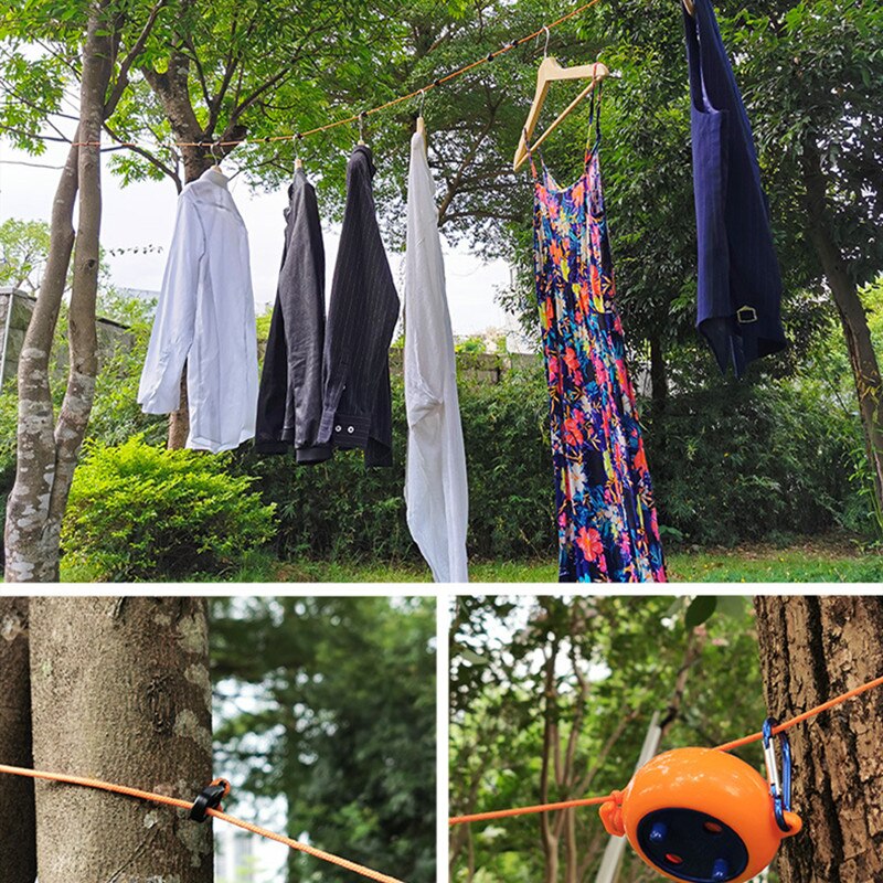 Corde à linge Non perforée de 8m, rétractable, Portable, voyage, séchage, Camping en plein air, coupe-vent, Portable, cintre pour vêtements