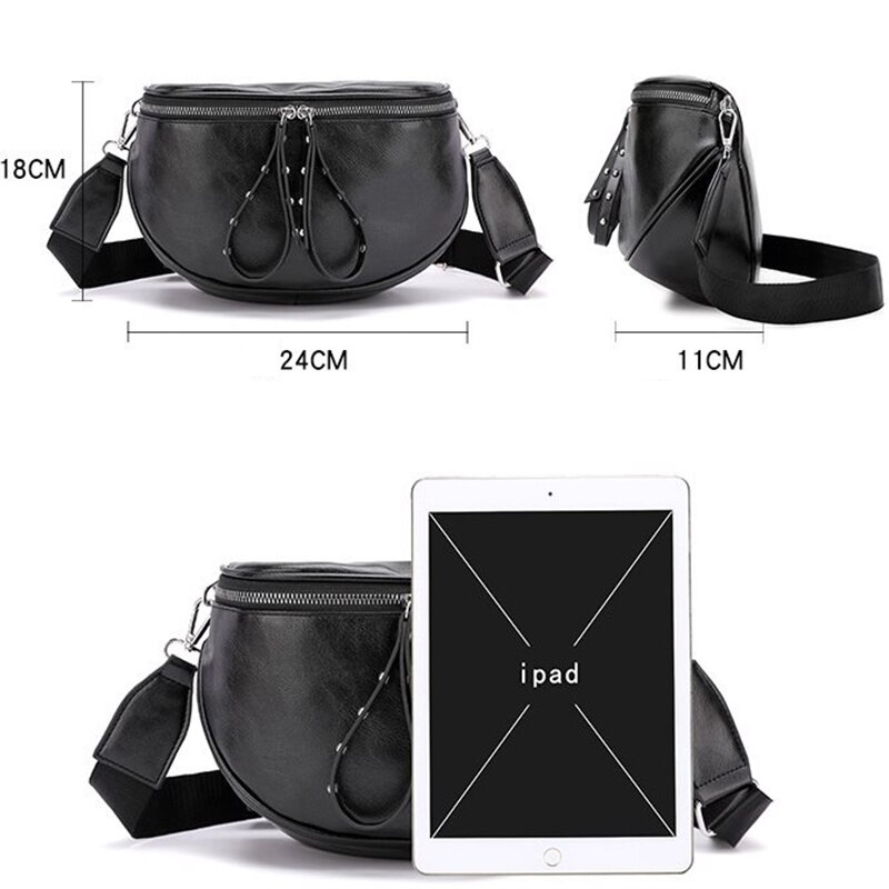Vintage Small Messenger Bags For Women Semicircle Saddle Poach Shouder Bag Bucket Bags Crossbody Bag Females PU Leather Handbags