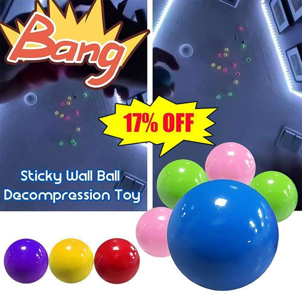 4 Pcs Stick Wall Ball Decompression Ball Sticky Squash Ball Suction Decompression Toy Sticky Target Ball Catch Throw Ball Toys