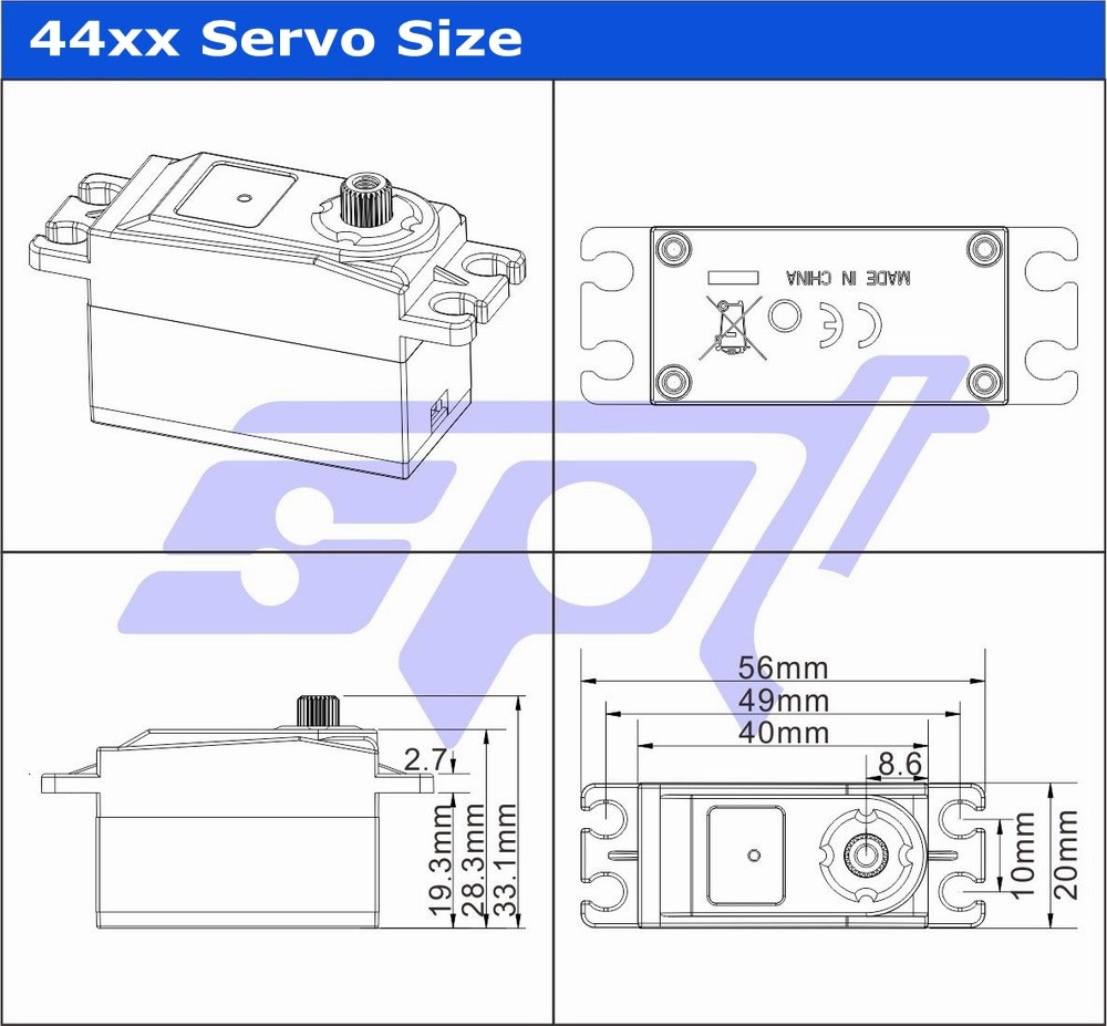 Spt 4412lv 12kg grote koppel metalen tandwiel standaard digitale laag profiel servo 1:10 rc auto vliegtuig robotarm 180 320 hoek