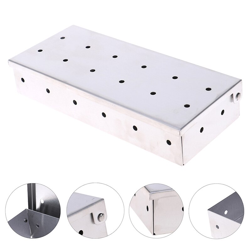 Washable And Foldable Stainless Steel Smoke Box BBQ Smoke Box Wood Chip Smoker For Meat Smoking Barbecue