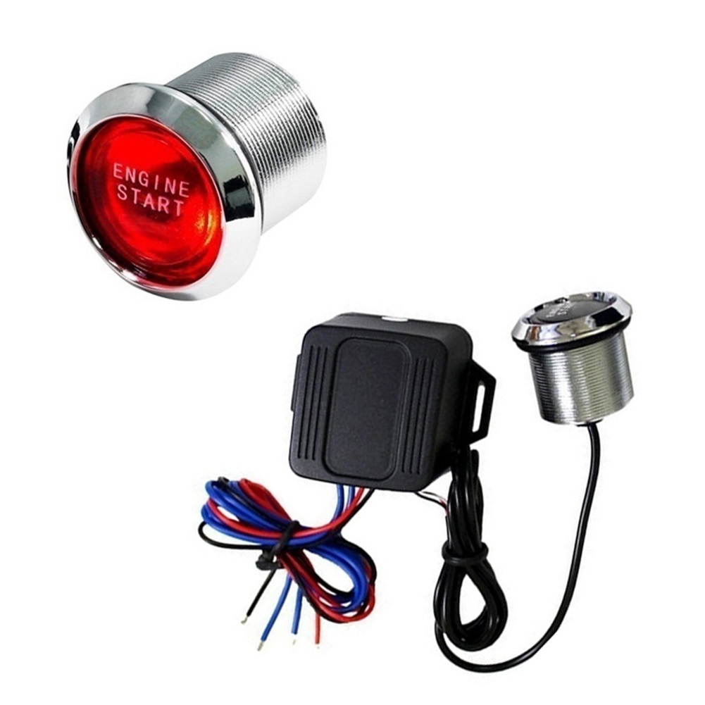 Stijlvolle Auto Motor Push Start Button Rfid Motor Lock Ontsteking Keyless Entry Systeem Go Drukknop Engine Start stop: Rood