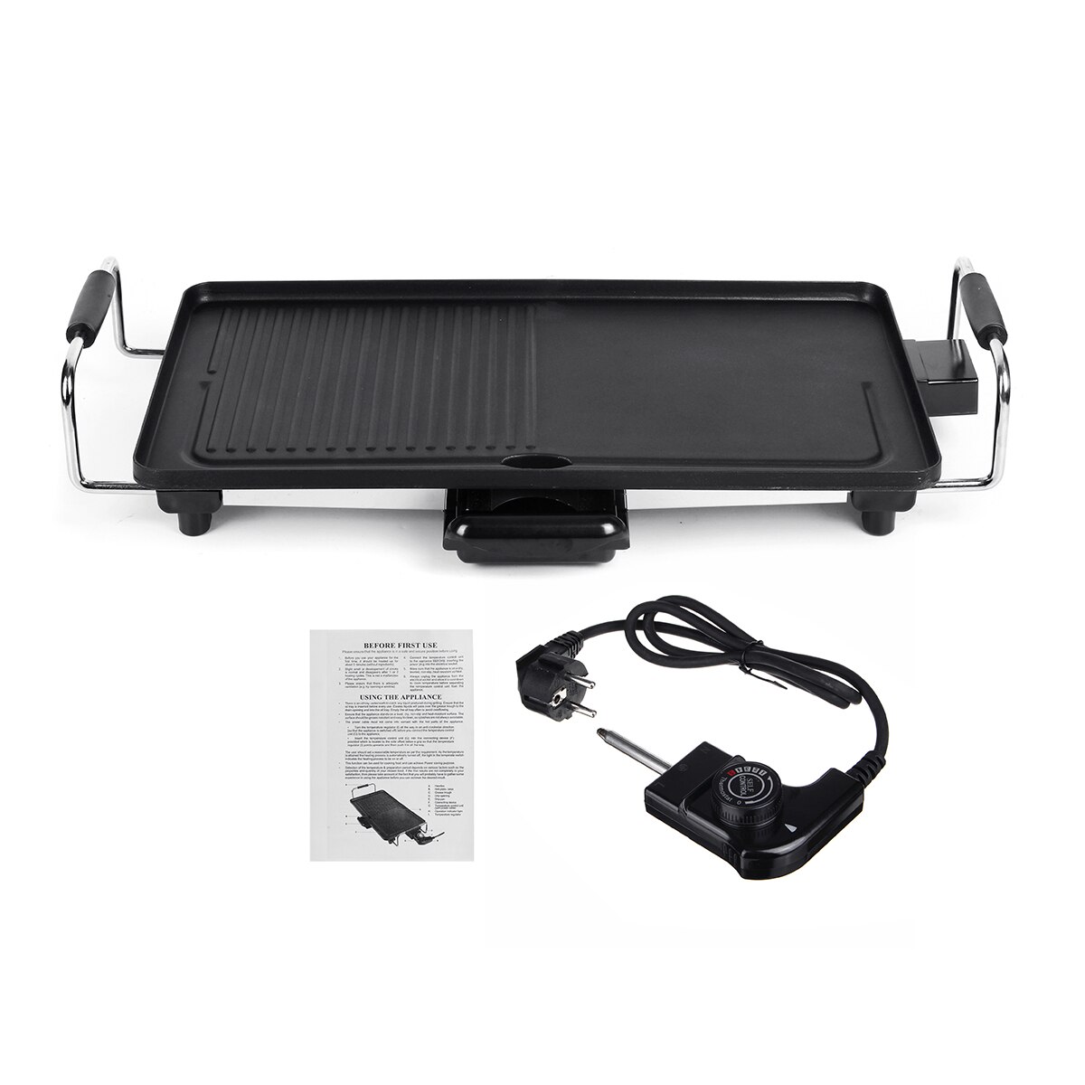 Barbecue électrique en aluminium antiadhésif, 1200W, 48x27cm, sans fumée, prise ue/US: EU Plug