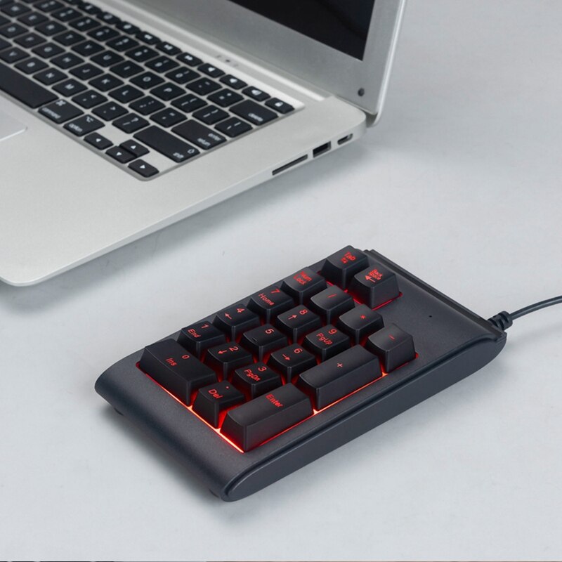 -Wired Keyboard, 3 Color LED Backlit 19 Key USB Mechanical Numeric Keyboard, for PC Laptop
