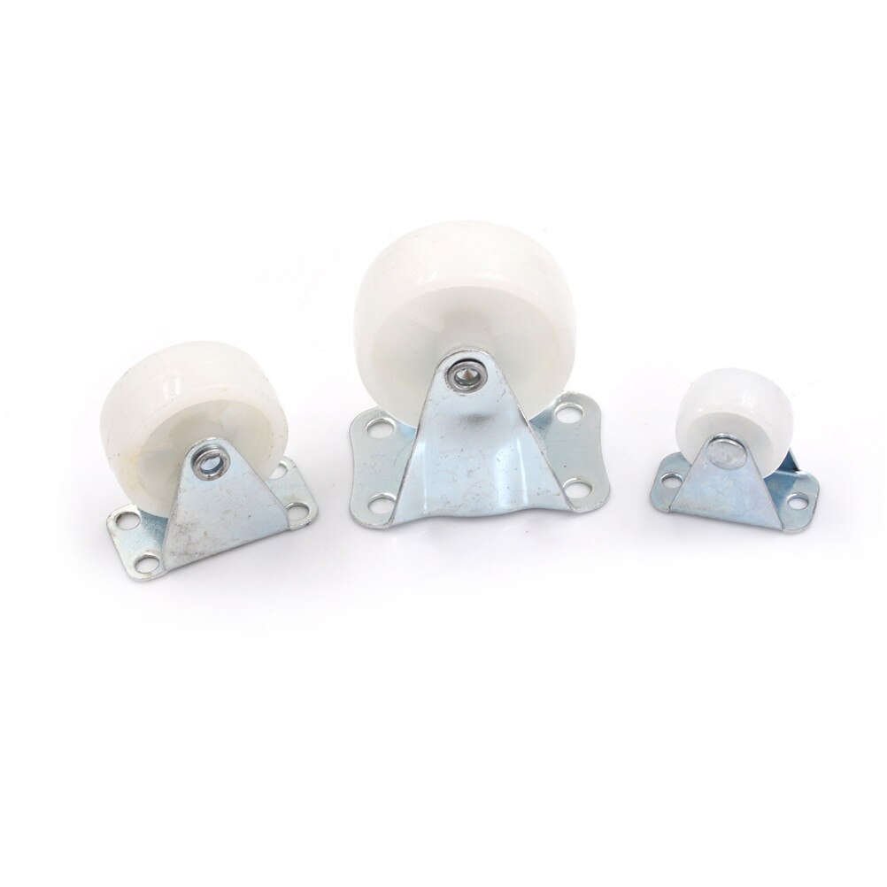 4X Directional Casters 1"/1.5"/2" Wheel Castor White PP Nylon Dual Roller Wheel For Platform Trolley Chair Swivel Casters