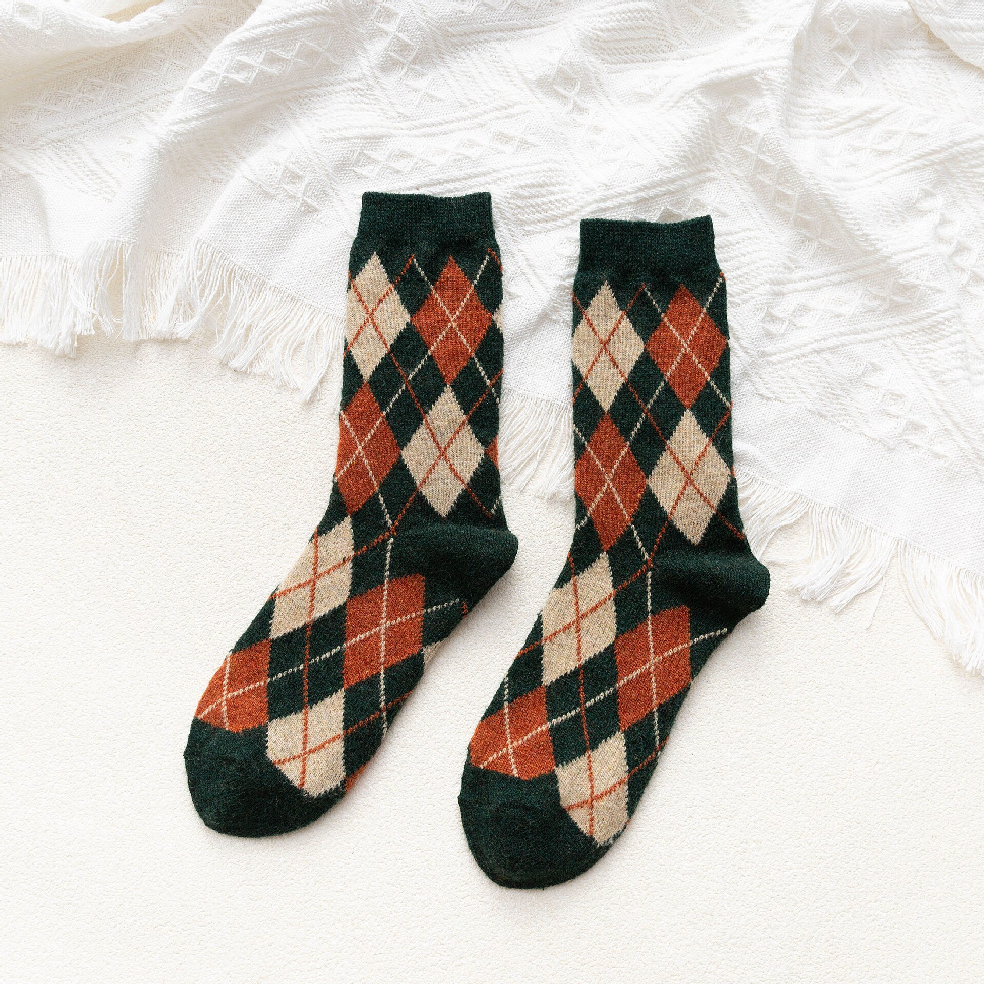 Calcetines de lana con rombos y Morandi para mujer, medias de monopatín de urbana, geniales, Ootd Funk, Hip Hop, para otoño, 2022: lv-se