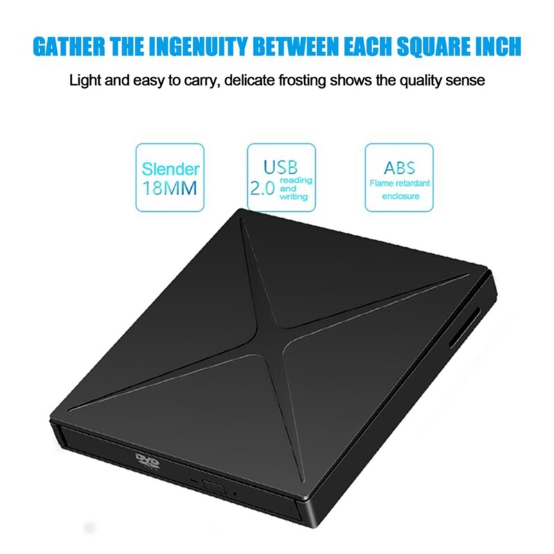 External DVD Drive, USB 3.0 Portable CD/DVD +/- RW Drive/DVD Player for Laptop CD ROM Burner Compatible with Desktop