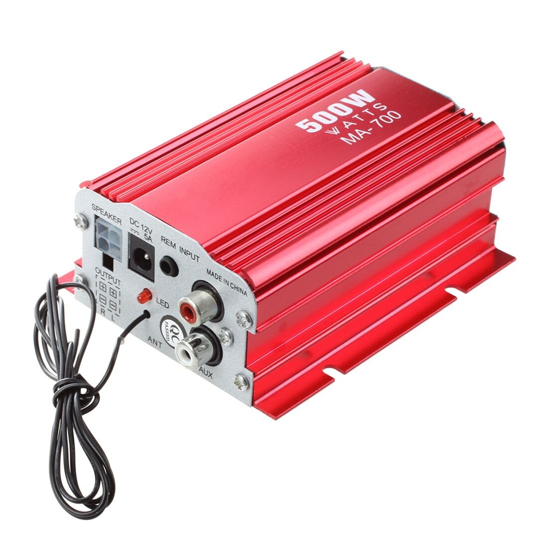 Amplificador amp + alto-falante remoto para 2-channel 500w carro auto moto barco usb mp3 fm vermelho