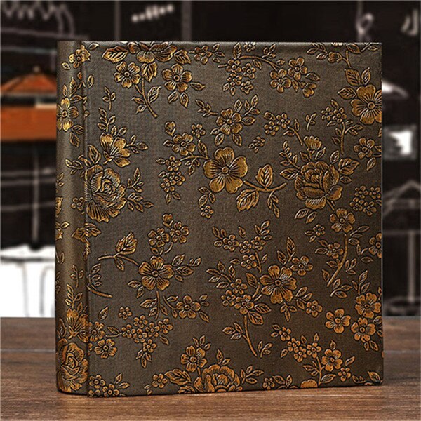 6 zoll Fotoalbum Leder Blumen- Lagerung Kasten 100 Blätter EinfüGen Seite Album Liebhaber freundlicher Buch Speicher Hochzeit DIY foto: Kaffee Farbe