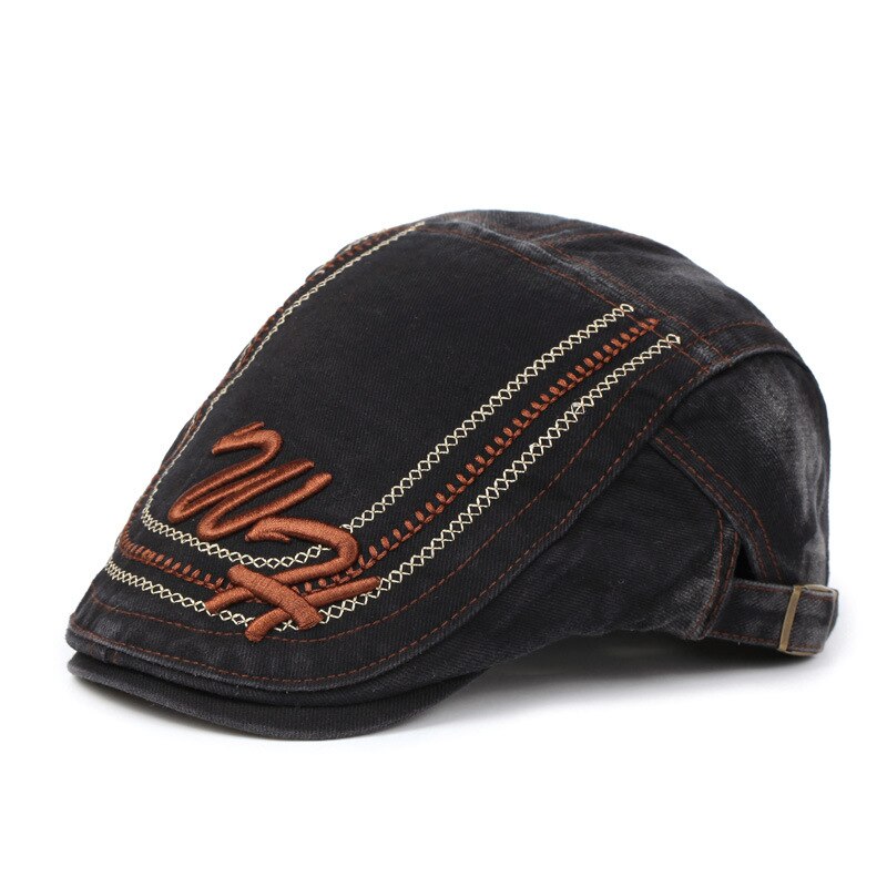 [NORTHWOOD alta Retro de gorra plana para hombre, Gorras Planas boina verano de los hombres de la de tapa plana para adultos de Material de algodón de tamaño de 55-60cm: Black