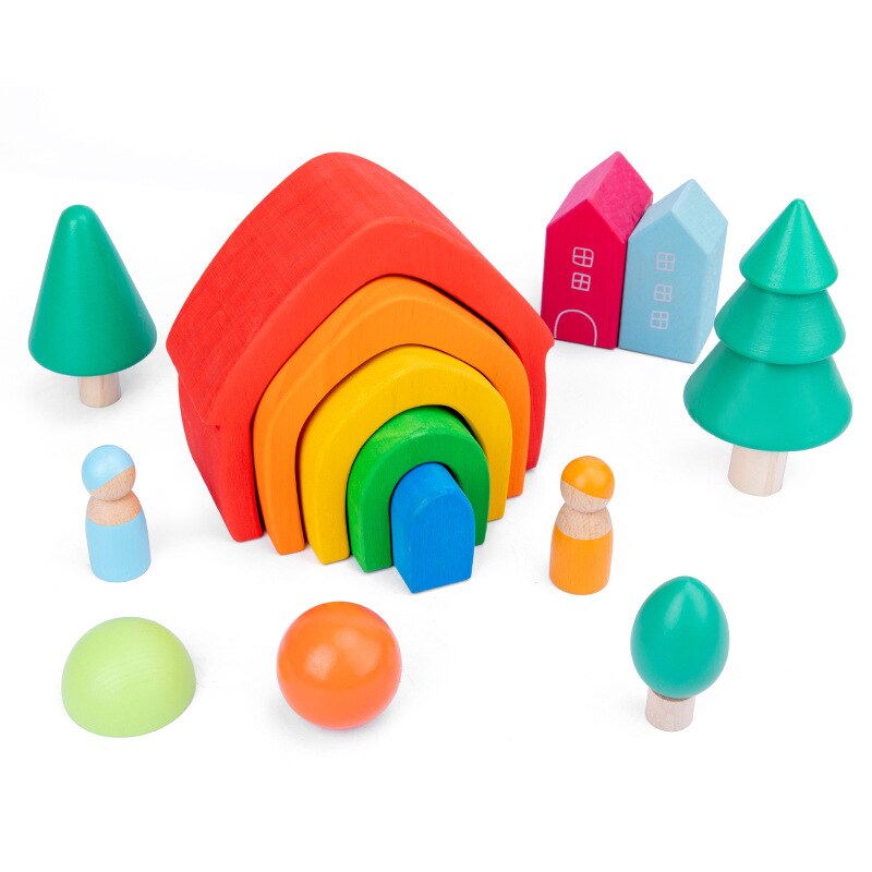 Wald Baby Spielzeug Regenbogen Stapler Pädagogisches Holz Puzzle bilden stapeln Familie Spiel Holz spielzeug Für freundlicher freundlicher Funning Spiel