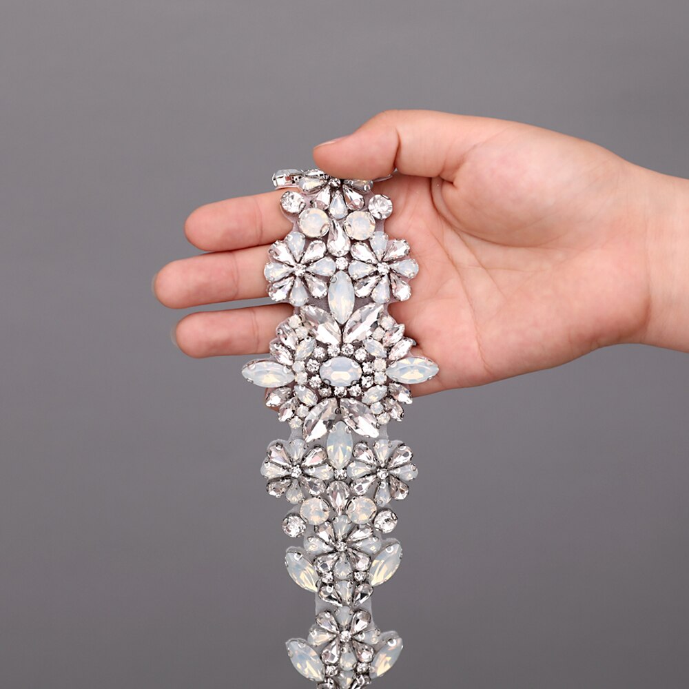 Trixy  s325- p luksus brudekjole bæltetilbehør brude rhinsten bælte opal diamant bælte brude sash til aften festkjole: Applikeret rhinestone